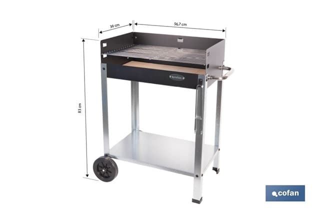 Barbacoa de carbón con ruedas | Parrilla regulable - Imagen 3