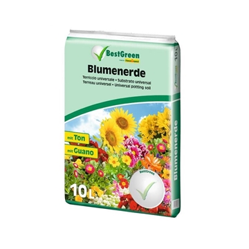 BLUMENERDE SUBSTRATO UNIVERSAL BEST GREEN 10L.  universal abonado para enmacetar plantas de interior, balcón y contenedor - Imagen 1