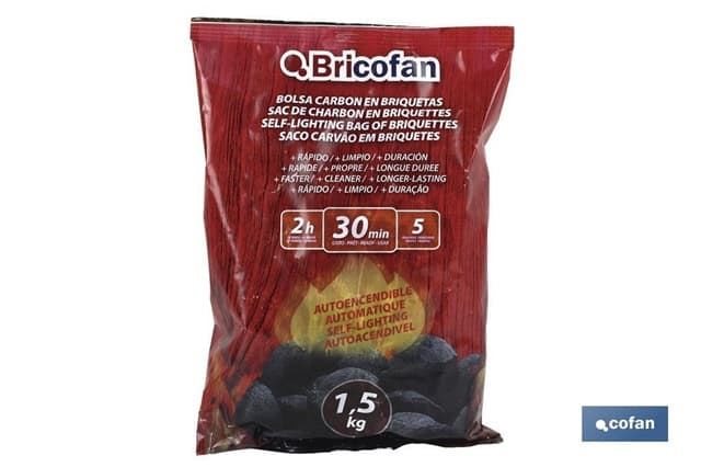 Bolsa de carbón en Briquetas | Autoencendibles | Peso 1,5 kg - Imagen 1
