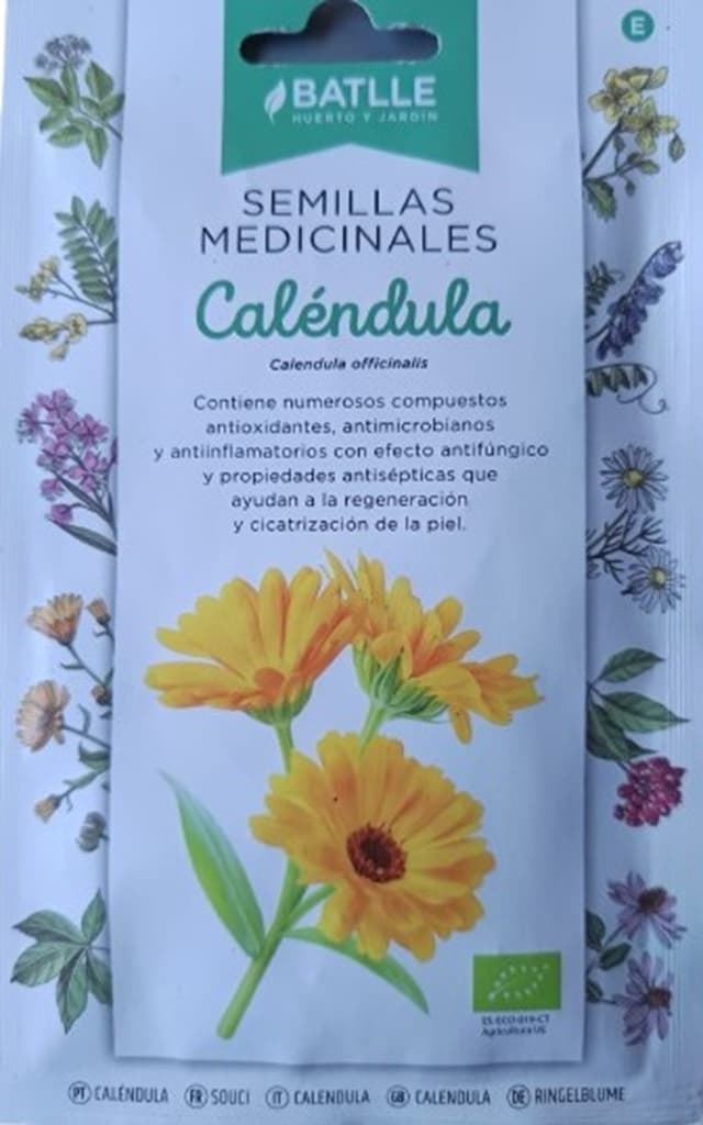 Caléndula Planta anual, se puede cultivar durante todo el año. Alcanza los 50-60 cm de altura. Las flores secas se toman mediante infusiones. - Imagen 1
