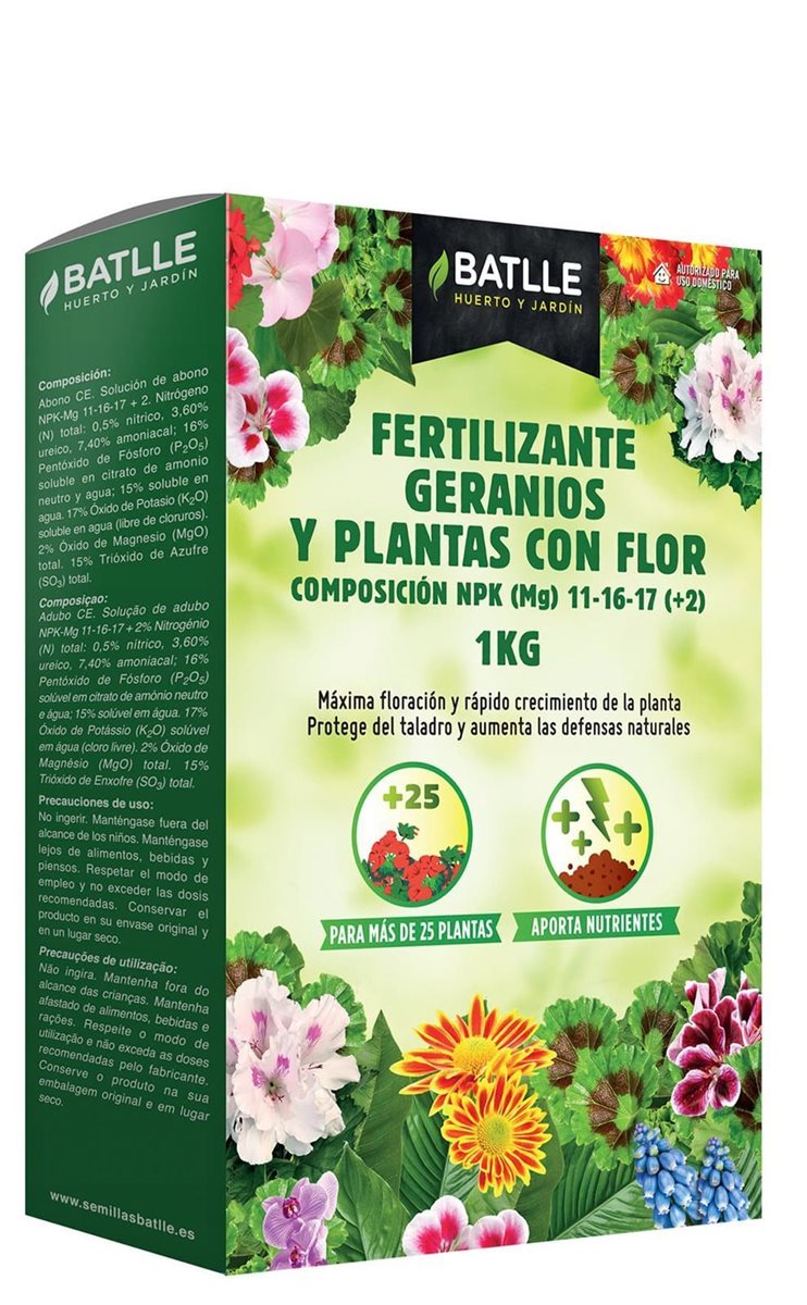 Fertilizante granulado Geranios y Plantas con Flor BATLLE 1kg - Imagen 1
