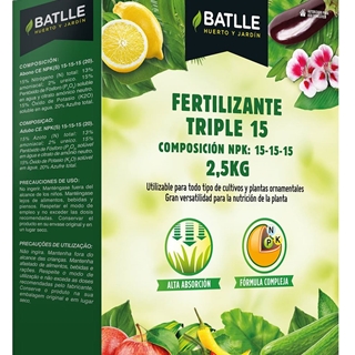 Fertilizante granulado Triple 15 BATLLE  2.5kg - Imagen 1