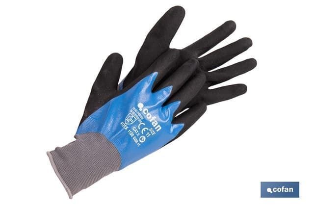 Guantes impregnados de nitrilo sandy de doble capa | Color: azul - Imagen 1