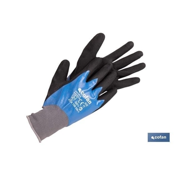 Guantes impregnados de nitrilo sandy de doble capa | Color: azul - Imagen 1