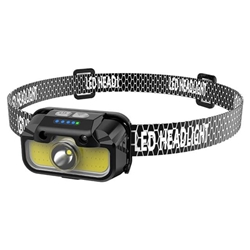Linterna frontal recargable con sensor - LED XPG/COB - Imagen 1