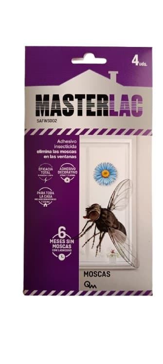 MASTERLAC - Insecticida Moscas Adhesivo-Flor - 4 Uds - Insecticida Decorativo Ventanas - 1 Adhesivo Protege 6 Meses - las Moscas Mueren Lejos de la Trampa - con Dinotefurán - Eficacia Total sin Olores - Imagen 1