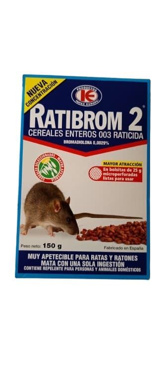 Raticida Ratibrom 2 Grano Cereales 150 gr - Imagen 1
