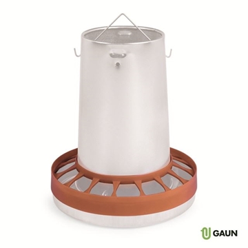 TOLVA CHAPA AVES 10 KG CON ARILLO ANTIDESPERDICIO. Tolva robusta de acero galvanizado. - Imagen 1